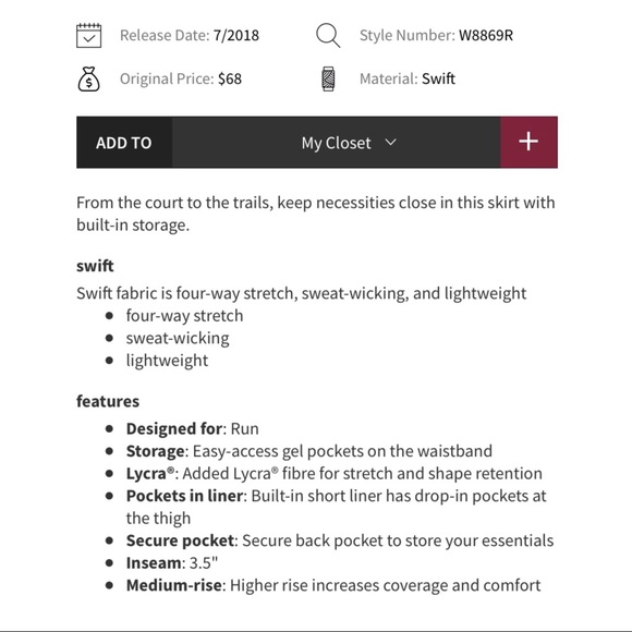 SOLD NEW Lululemon Pace Rival Mini Twine Skirt - Picture 6 of 8